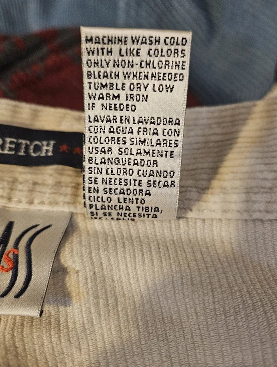 Women's Corduroy Bill Blass Cream Straight-Leg High-Waist Pants Sz 16 - Picture 5 of 5